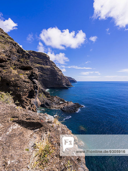 Felsküste an der Camino del Poris  Piratenbucht  Tijarafe  La Palma  Kanarische Inseln  Spanien