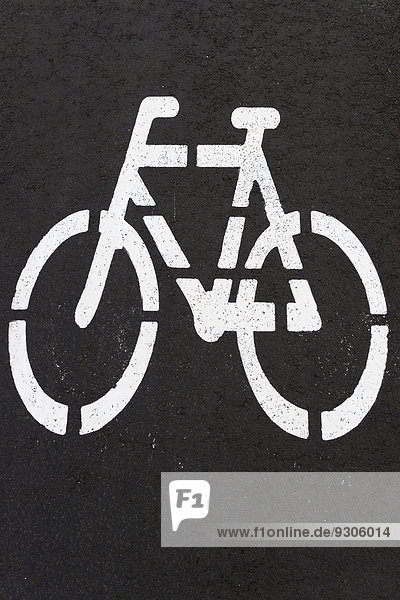 Symbol für Fahrradweg,  Reykjavik,  Island