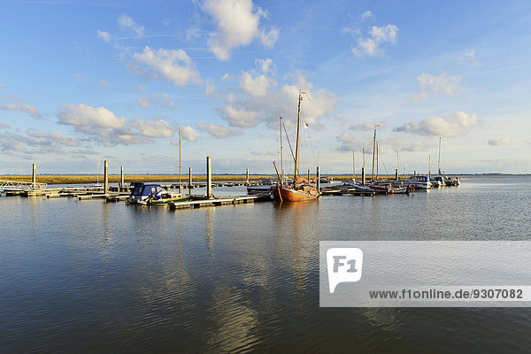 Boats in the marina of the sailing club  Spiekeroog  East Frisia  Lower Saxony  Germany
