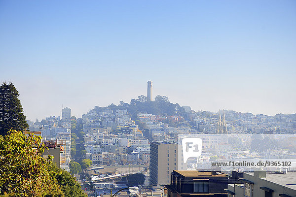 USA  Kalifornien  San Francisco  Blick von der Lombard Street auf den Telegraph Hill mit Coit Tower
