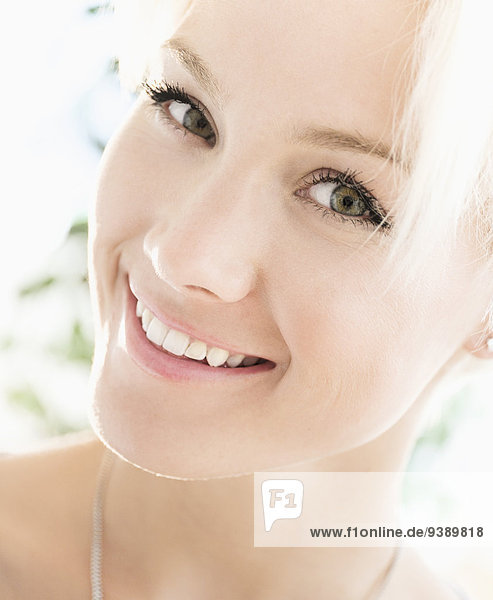 Portrait of blonde woman smiling