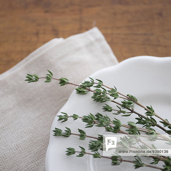 Thyme on plate