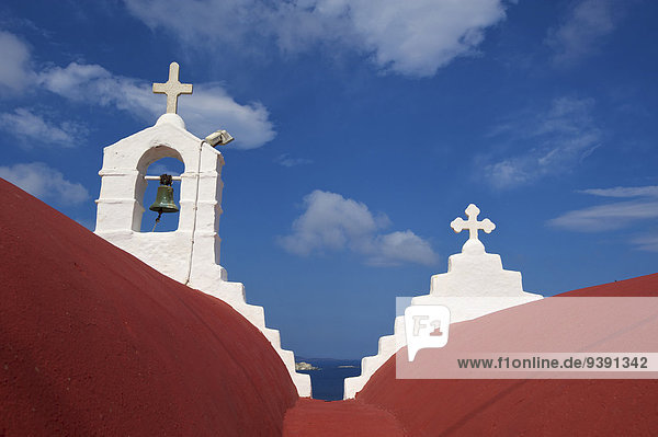 Außenaufnahme bauen Europa Tag Gebäude niemand Architektur Kirche Religion Insel Griechenland Kapelle Christ Kykladen griechisch Mittelmeer Mykonos