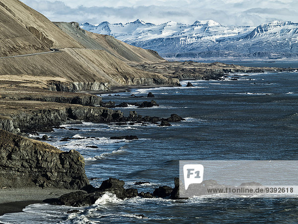 Landschaftlich schön landschaftlich reizvoll Europa Winter Landschaft Küste Meer Insel Island Nordeuropa