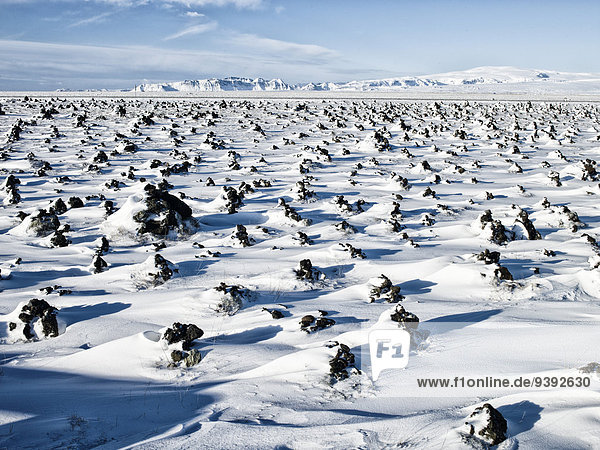 Landschaftlich schön landschaftlich reizvoll Europa Winter Picknick Landschaft Insel Vík í Mýrdal Ringautobahn Island Laufskalavarda Nordeuropa Schnee
