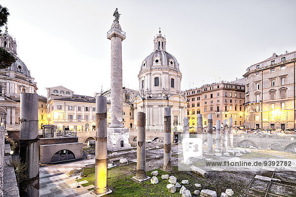 Rom Hauptstadt Europa Unterricht Blaue Stunde Foro Forum Romanum Italien Piazza Venezia Dämmerung