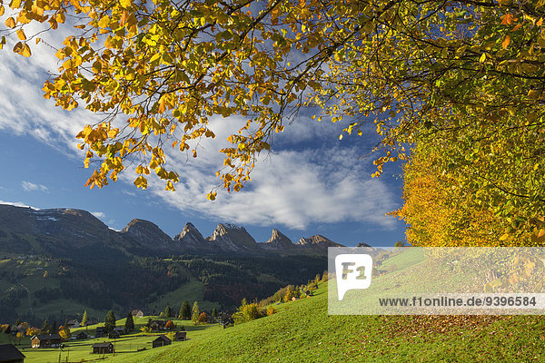 Toggenburg  Unterwasser  SG  Churfirsten  mountain  mountains  autumn  reflection  SG  canton St. Gallen  Switzerland  Europe