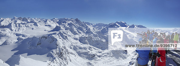 Mont fort view Mont fort Grand Combin winter canton VS Valais mountain mountains mountain road Switzerland Europe people
