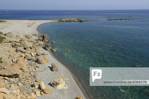 Europa Stein Strand Küste Meer Insel Griechenland Kreta griechisch