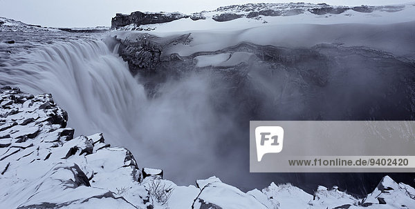 Kälte Nationalpark Außenaufnahme Landschaftlich schön landschaftlich reizvoll Tag Ruhe Landschaft Schönheit Dunst niemand Querformat Fluss Wasserfall Schlucht Island Idylle freie Natur Schnee