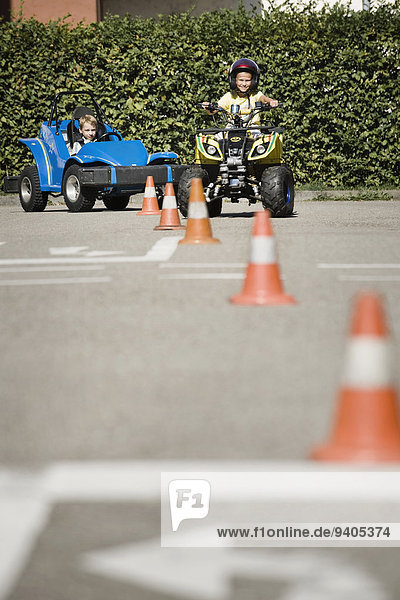 Two boys on driver training area