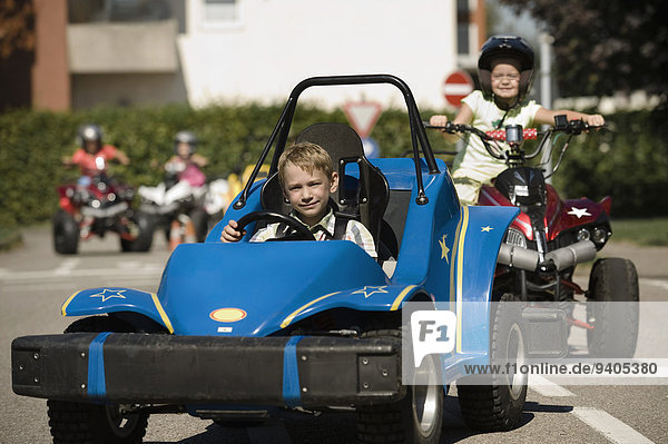Children on driver training area