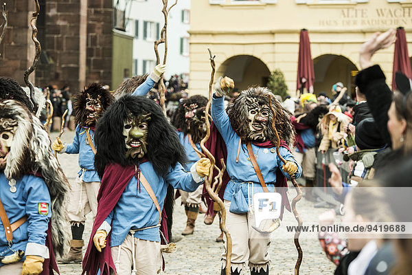 Carnival parade on Carnival Monday  Freiburg im Breisgau  Black Forest  Baden-Württemberg  Germany