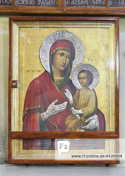 Ikone von Maria und Jesus  Geburtskirche  Bethlehem  Palästinensische Autonomiegebiete