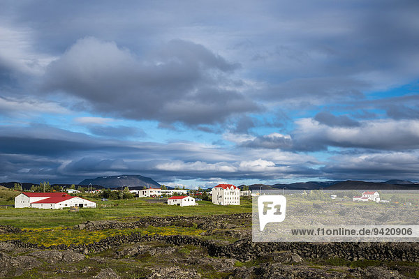 Die Ortschaft Reykjahlið  Mývatn  Norðurland eystra  Island