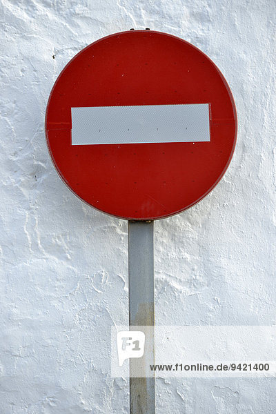 Verkehrsschild Durchfahrt verboten  Lanzarote  Kanarische Inseln  Spanien
