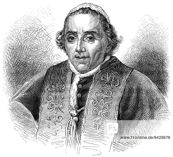 Pope Pius VII  1742-1823  born Barnaba Niccolò Maria Luigi Chiaramonti  historical illustration