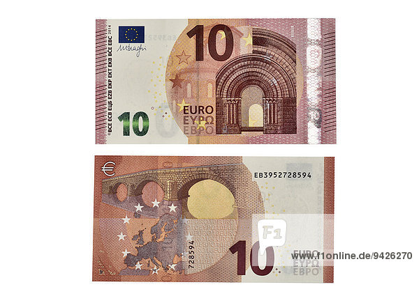 10 EURO banknote  in circulation since September 2014  front and back