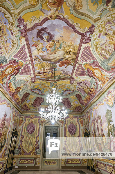 Rococo frescoes by Domenico Carella  Sala dell'Arcadia  Palazzo Ducale  Martina Franca  Valle d'Itria  Apulia  Italy
