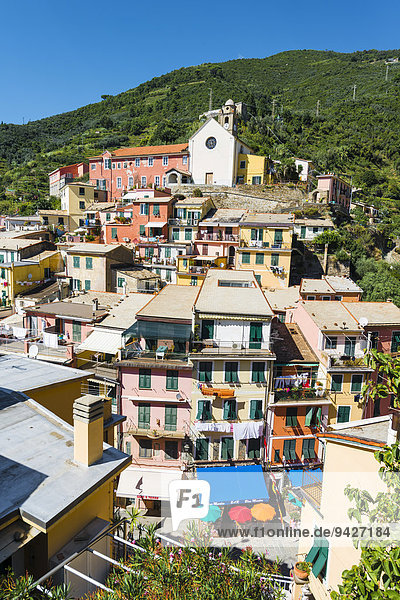 Bunte Häuser von Vernazza  Cinque Terre  La Spezia  Ligurien  Italien