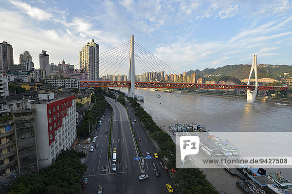 Dongshuimen Brücke über den Fluss Jangtse  eröffnet April 2014  Jangtsekiang  Yangtse  Chongqing  China