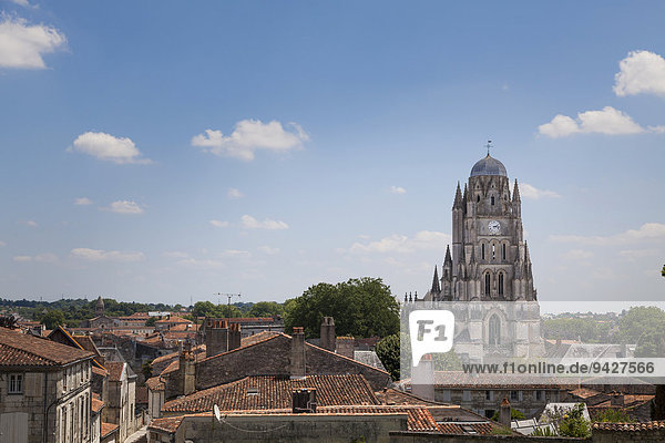 The Cathédrale Saint Pierre  seen over the roof tops  Saintes  Poitou-Charentes  France