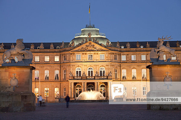New Palace at night  Stuttgart  Baden-Württemberg  Germany
