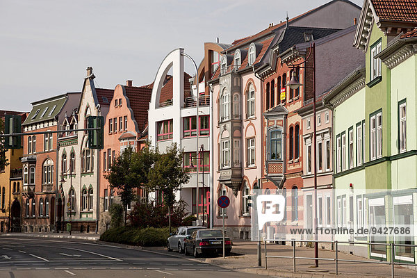 Renovierte Fassaden in Mühlhausen  Unstrut-Hainich-Kreis  Thüringen  Deutschland