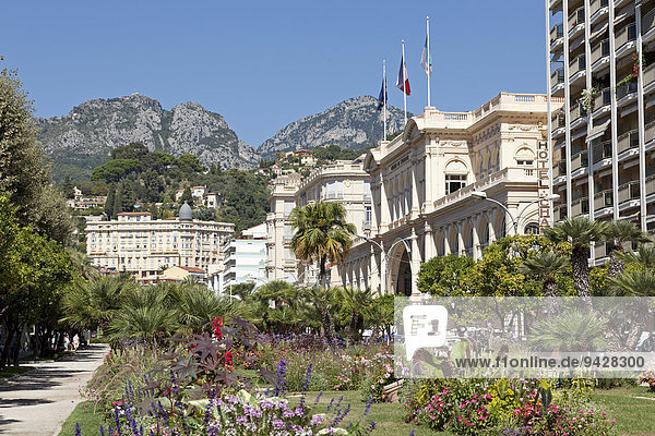 Park  Palais de l'Europe  Menton  Cote d'Azur  Frankreich