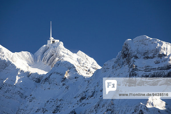 Säntis Winterlandschaft im Alpstein mit Neuschnee Appenzell Schweiz Europa