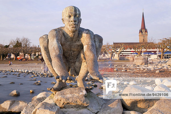 'Skulptur Stehende Welle ''El Niño'' bei Radolfzell am Bodensee Baden-Württemberg Deutschland Europa'