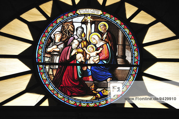 Stained glass window  Holy Family  St. Catherine Church  Bethlehem  Palestine  West Bank