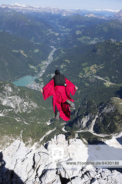Basejumper  Alleghe  Dolomites  Italy  Europe