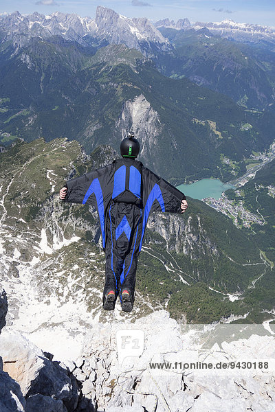 Basejumper  Alleghe  Dolomites  Italy  Europe