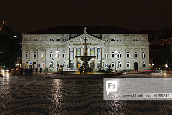 Teatro Nacional Dona Maria II.  Rossio-Platz  Praca do Dom Pedro IV.  Lissabon  Portugal  Europa