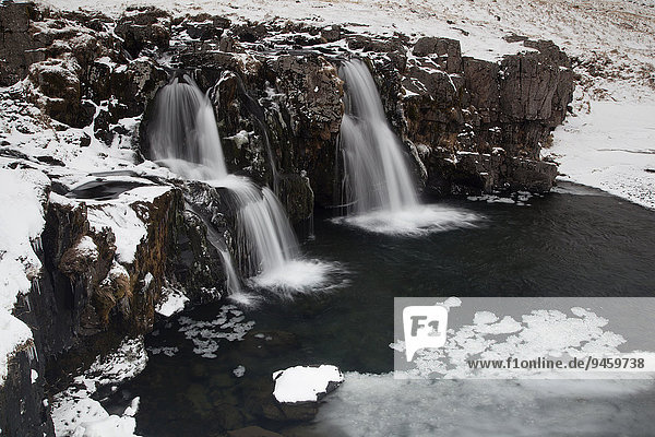Waterfall at Mt Kirkjufell  near Grundarfjörður  Western Region  Iceland  Europe
