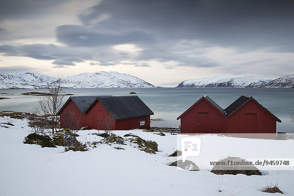 Ferienhäuser am Kvalsundet  Kvaloya  Tromsø  Troms  Norwegen  Europa