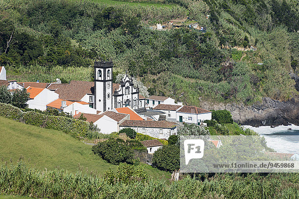View of the village  Porto Formoso  Sao Miguel  Azores  Portugal  Europe