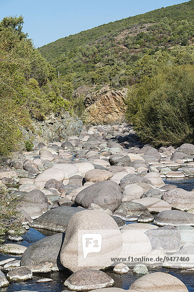 Runde Steine  Fluss Fango  Tuarelli  Fangotal oder Vallée du Fango  Haute-Corse  Korsika  Frankreich  Europa