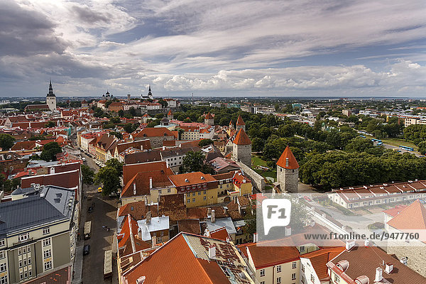 Ausblick vom Turm der Olaikirche auf die Altstadt  Vanalinn  Tallinn  Kreis Harju  Estland  Europa
