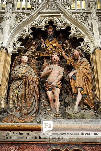 Gotische Skulpturen  mit Szenen aus dem Leben von Johannes dem Täufer  Kathedrale von Amiens  Notre Dame d?Amiens  UNESCO Weltkulturerbe  Amiens  Frankreich  Europa
