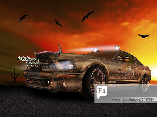 Super Sportwagen Shelby  in der Wüste  Illustration
