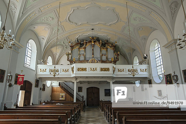 Orgelempore  St. Michael  Seeshaupt  Pfaffenwinkel  Oberbayern  Bayern  Deutschland  Europa