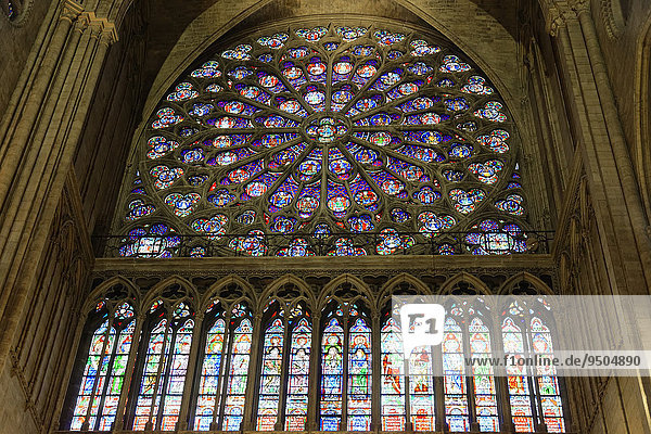 Fensterrose  Kirchenfenster  Kathedrale Notre-Dame de Paris  Ille de la Cité  4. Arrondissement  Paris  Frankreich  Europa