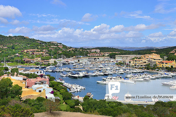 Überblick über den Yachthafen  Porto Cervo  Costa Smeralda  Provinz Olbia-Tempio  Sardinien  Italien  Europa