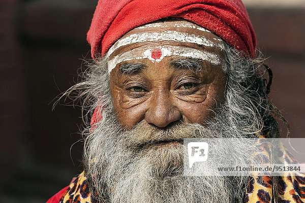 Sadhu  bemaltes Gesicht  Portrait  Kathmandu  Nepal  Asien