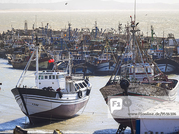 Alte Fischerboote im Hafen von Essaouira  Unesco-Weltkulturerbe  Marokko  Afrika