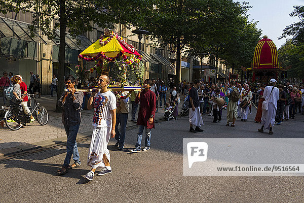 Indian religious procession  Mönckebergstraße street  Hamburg  Germany  Europe