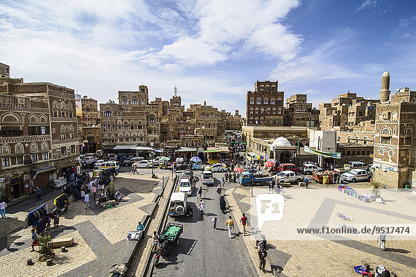View from B?b al-Yaman  Yemen Gate  over the old city of Sana'a  UNESCO World Heritage Site  Sana'a  Yemen  Asia