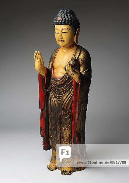Old Buddha sculpture  made of wood  from Korea